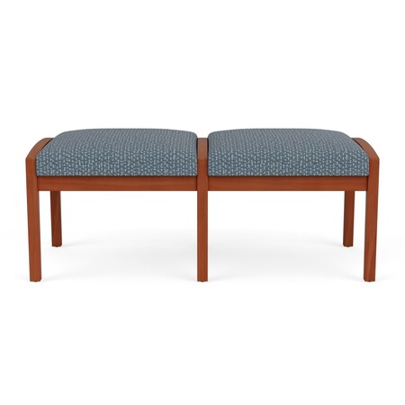 Lesro Lenox Wood 2 Seat Bench Wood Frame, Cherry, RF Serene Upholstery LW2001